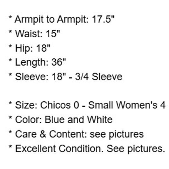 Chicos Dress 0 Womens 4 Small Blue White Stretch Knit Side Ruched Corpcore - Picture 4 of 14